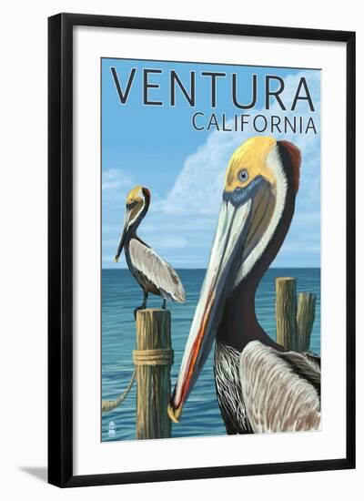 Ventura, California - Brown Pellican-Lantern Press-Framed Art Print