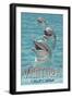 Ventura, California - Dolphins-Lantern Press-Framed Art Print