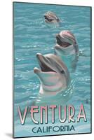 Ventura, California - Dolphins-Lantern Press-Mounted Art Print