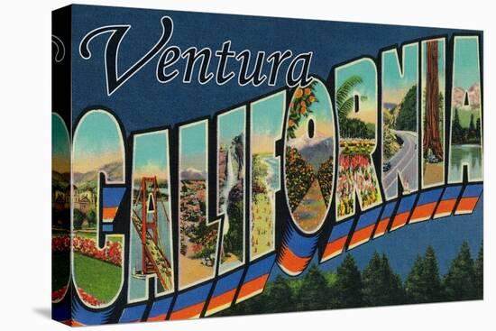 Ventura, California - Large Letter Scenes-Lantern Press-Stretched Canvas