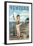 Ventura, California - Pinup Girl Fishing-Lantern Press-Framed Art Print