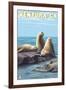 Ventura, California - Sea Lions-Lantern Press-Framed Art Print