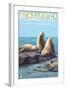 Ventura, California - Sea Lions-Lantern Press-Framed Art Print