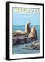 Ventura, California - Sea Lions-Lantern Press-Framed Art Print