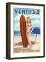 Ventura, California - Surfer Pinup Girl-Lantern Press-Framed Art Print