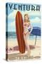 Ventura, California - Surfer Pinup Girl-Lantern Press-Stretched Canvas