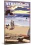 Ventura, California - Surfing Beach Scene-null-Mounted Poster