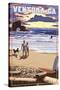 Ventura, California - Surfing Beach Scene-Lantern Press-Stretched Canvas