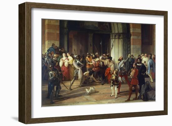 Ventura Fenaroli Arrested in the Carmine Church in Brescia by the French, 1834-Francesco Liani-Framed Giclee Print