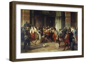 Ventura Fenaroli Arrested in the Carmine Church in Brescia by the French, 1834-Francesco Liani-Framed Giclee Print