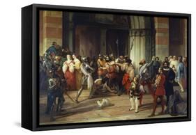 Ventura Fenaroli Arrested in the Carmine Church in Brescia by the French, 1834-Francesco Liani-Framed Stretched Canvas