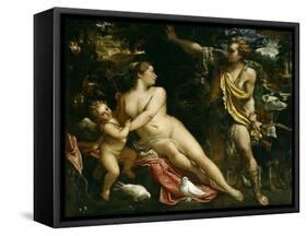 Venus, Adonis and Cupid, Ca. 1590-Annibale Carracci-Framed Stretched Canvas