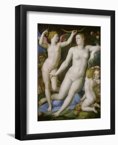 Venus, Amor Und Die Eifersucht-Agnolo Bronzino-Framed Giclee Print