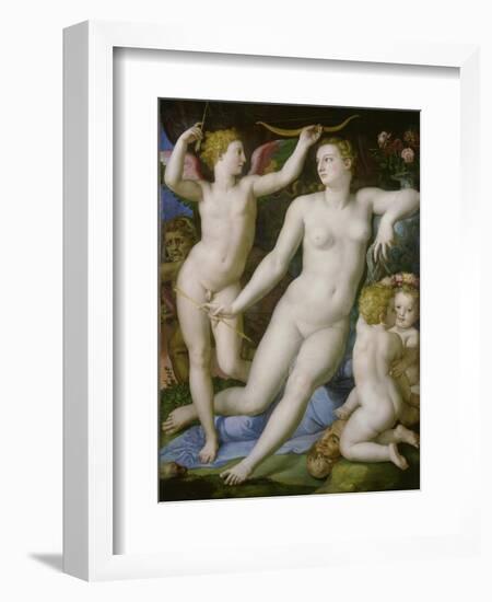 Venus, Amor Und Die Eifersucht-Agnolo Bronzino-Framed Giclee Print