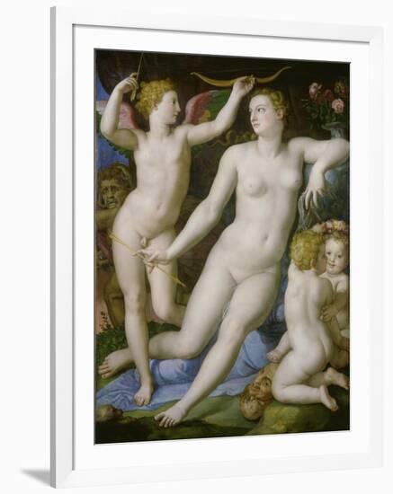 Venus, Amor Und Die Eifersucht-Agnolo Bronzino-Framed Giclee Print