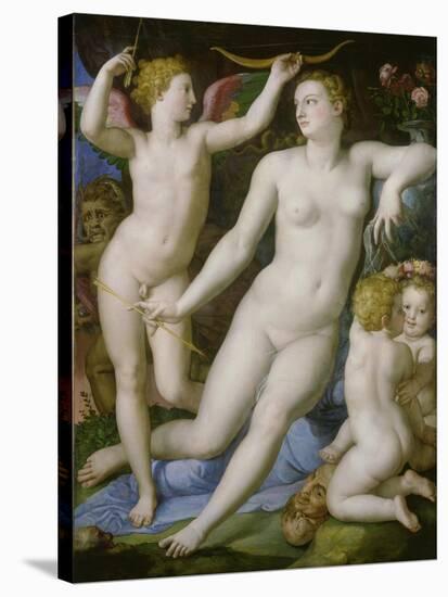 Venus, Amor Und Die Eifersucht-Agnolo Bronzino-Stretched Canvas