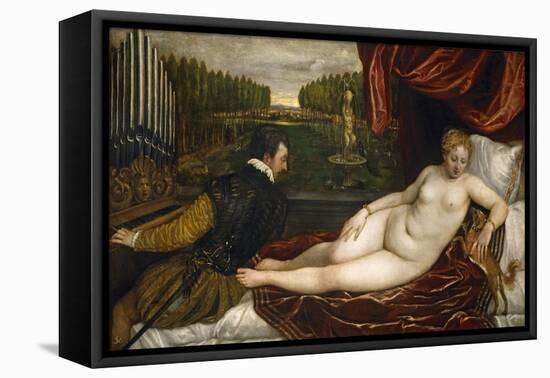 Venus, an Organist and a Little Dog-Titian (Tiziano Vecelli)-Framed Stretched Canvas