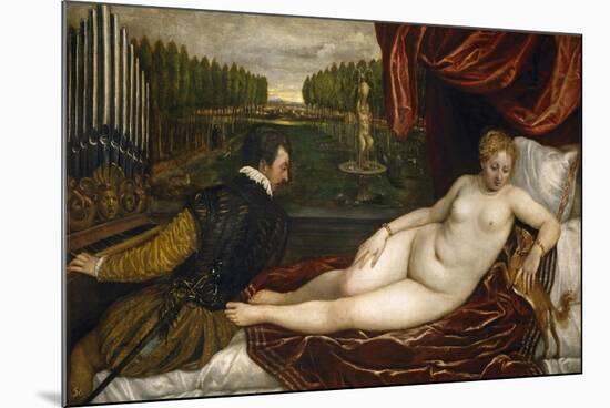 Venus, an Organist and a Little Dog-Titian (Tiziano Vecelli)-Mounted Giclee Print