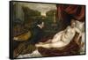 Venus, an Organist and a Little Dog-Titian (Tiziano Vecelli)-Framed Stretched Canvas