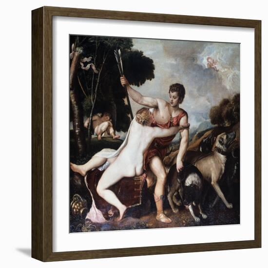 Venus and Adonis, 1553-Titian (Tiziano Vecelli)-Framed Giclee Print