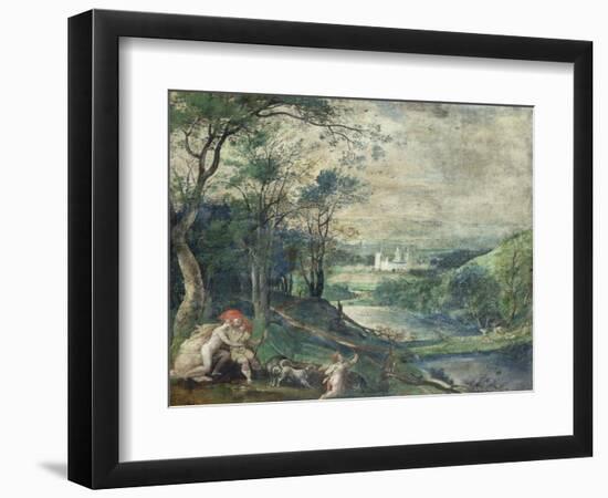 Venus and Adonis in Wooded Landscape Near Beersel Castle-Niederländischer Meister-Framed Giclee Print