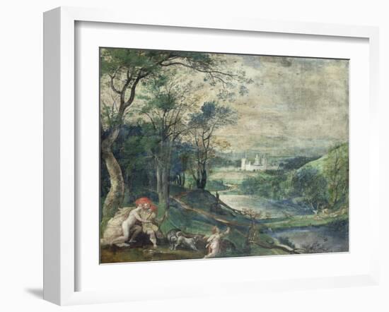 Venus and Adonis in Wooded Landscape Near Beersel Castle-Niederländischer Meister-Framed Giclee Print