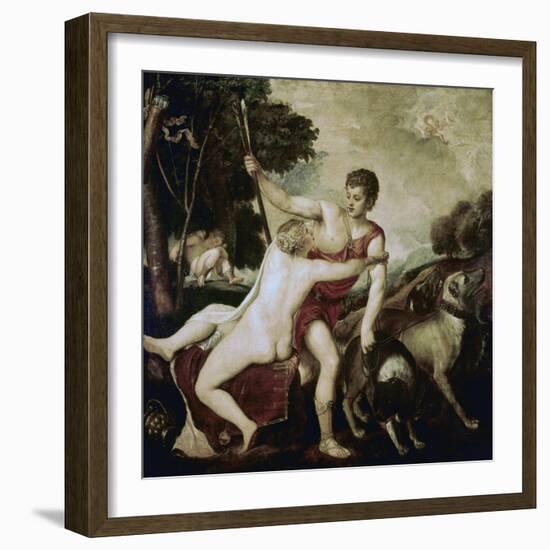 Venus and Adonis-Titian (Tiziano Vecelli)-Framed Giclee Print