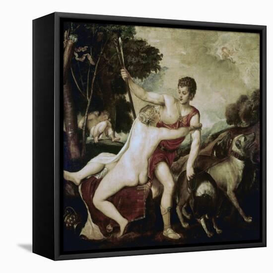 Venus and Adonis-Titian (Tiziano Vecelli)-Framed Stretched Canvas