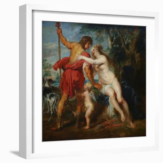 Venus and Adonis-Peter Paul Rubens-Framed Art Print