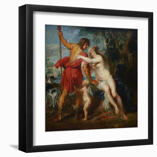 Venus and Adonis-Peter Paul Rubens-Framed Art Print