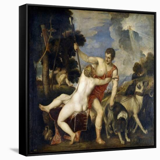 Venus and Adonis-Titian (Tiziano Vecelli)-Framed Stretched Canvas