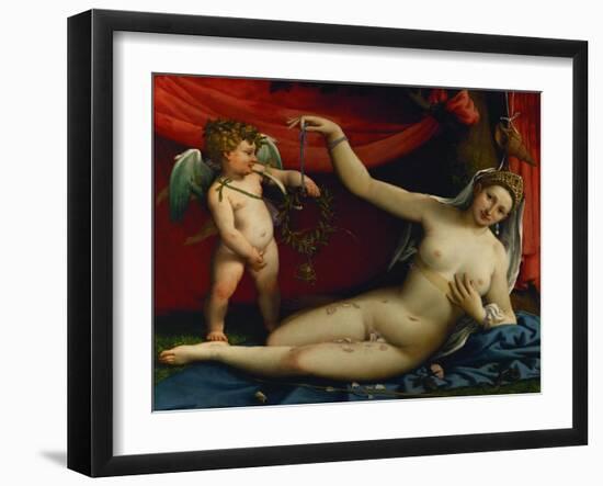 Venus and Cupid. (around 1526)-Lorenzo Lotto-Framed Giclee Print