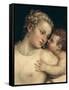 Venus and Cupid, from Venus Relaxing with Cupid and Music (Detail)-Titian (Tiziano Vecelli)-Framed Stretched Canvas