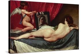 Venus and Cupid (Venus of the Mirror or Rockeby Venus)-Diego Velazquez-Stretched Canvas