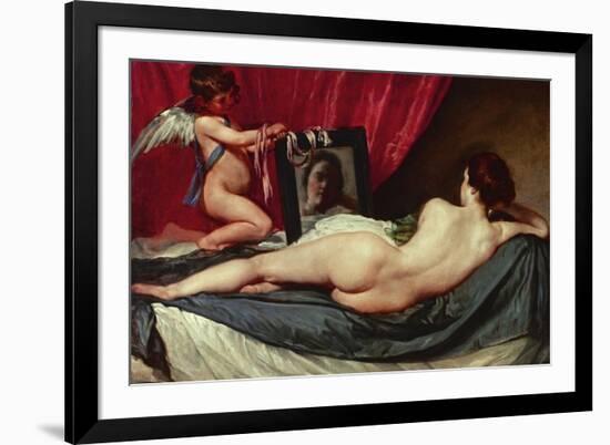 Venus and Cupid (Venus of the Mirror or Rockeby Venus)-Diego Velazquez-Framed Giclee Print