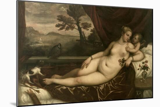 Venus and Cupid-Titian (Tiziano Vecelli)-Mounted Giclee Print