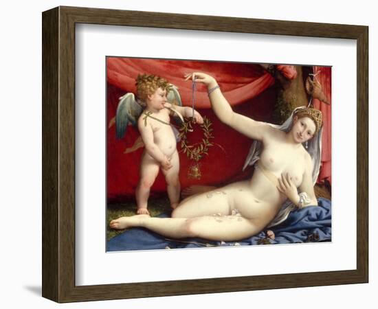 Venus and Cupid-Lorenzo Lotto-Framed Art Print