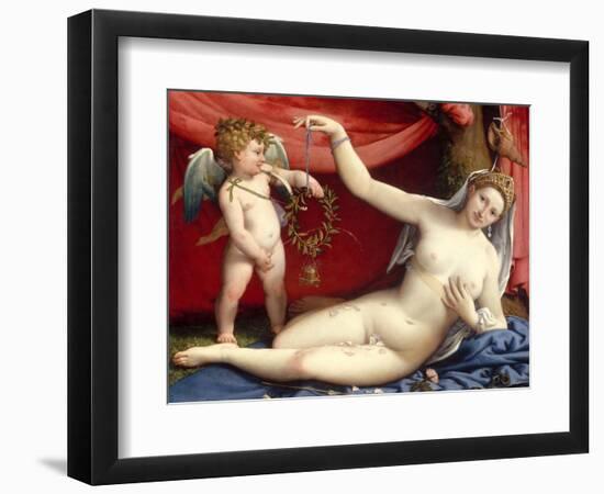 Venus and Cupid-Lorenzo Lotto-Framed Art Print