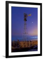 Venus and Jupiter are Visible Behind an Old Farm Water Pump Windmill, Alberta, Canada-null-Framed Photographic Print