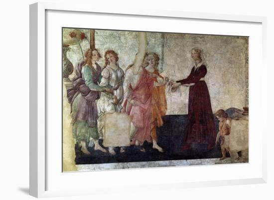 Venus And the Graces Offering Gifts To a Young Girl, 1486, Italian Renaissance-Sandro Botticelli-Framed Giclee Print