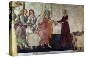 Venus And the Graces Offering Gifts To a Young Girl, 1486, Italian Renaissance-Sandro Botticelli-Stretched Canvas