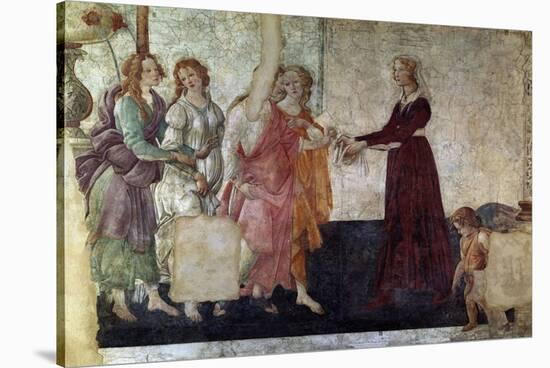 Venus And the Graces Offering Gifts To a Young Girl, 1486, Italian Renaissance-Sandro Botticelli-Stretched Canvas