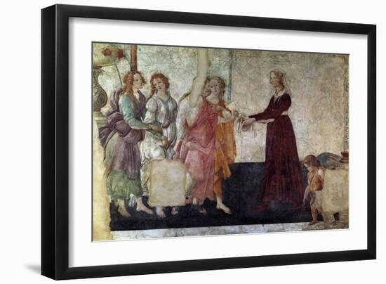 Venus And the Graces Offering Gifts To a Young Girl, 1486, Italian Renaissance-Sandro Botticelli-Framed Giclee Print