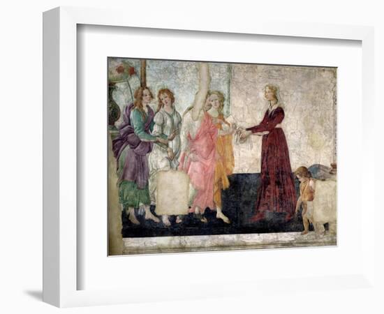 Venus and the Graces Offering Gifts to a Young Girl, 1486-Sandro Botticelli-Framed Giclee Print