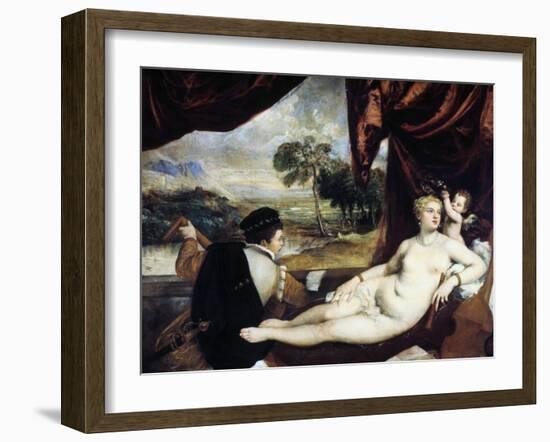 Venus and the Lute Player, C1565-1570-Titian (Tiziano Vecelli)-Framed Giclee Print