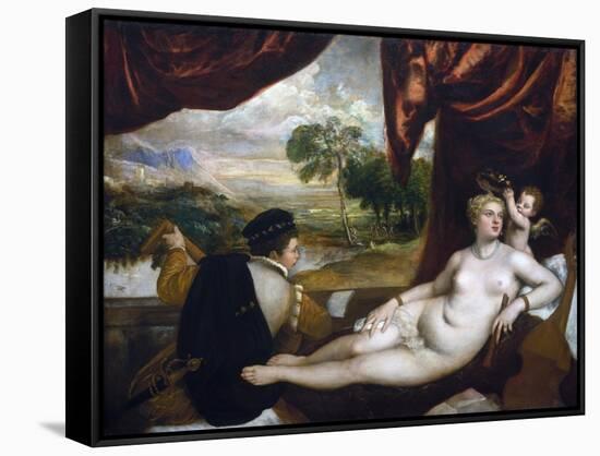 Venus and the Lute Player-Titian (Tiziano Vecelli)-Framed Stretched Canvas