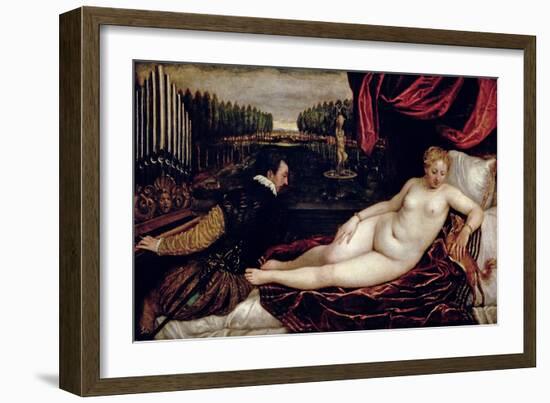 Venus and the Organist, c.1540-50-Titian (Tiziano Vecelli)-Framed Giclee Print