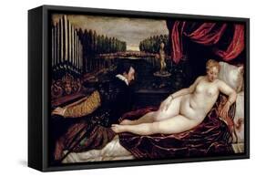 Venus and the Organist, c.1540-50-Titian (Tiziano Vecelli)-Framed Stretched Canvas