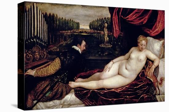 Venus and the Organist, c.1540-50-Titian (Tiziano Vecelli)-Stretched Canvas