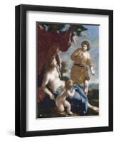 Vénus avec Adonis partant à la chasse-Giovanni Francesco Romanelli-Framed Premium Giclee Print